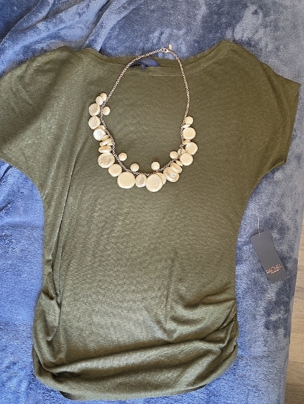 Rachael Roy Women's Green Side Ruched Dolman Top. NWT. Medium.